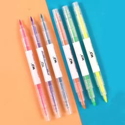 image-Double-Headed Marker Pen 6 Color Set Highlighter Pen