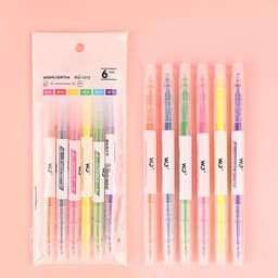 image-Double-Headed Marker Pen 6 Color Set Highlighter Pen