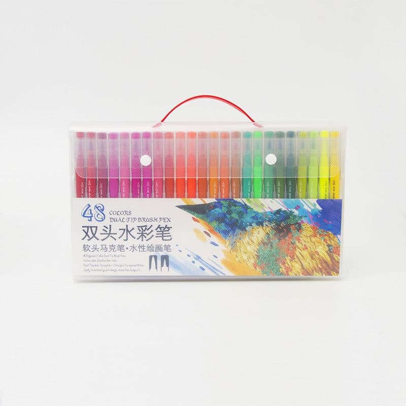 image-Double-Ended Hook Line Soft-Tip Pen Color Marker Watercolor Pen