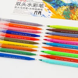 image-Double-Ended Hook Line Soft-Tip Pen Color Marker Watercolor Pen