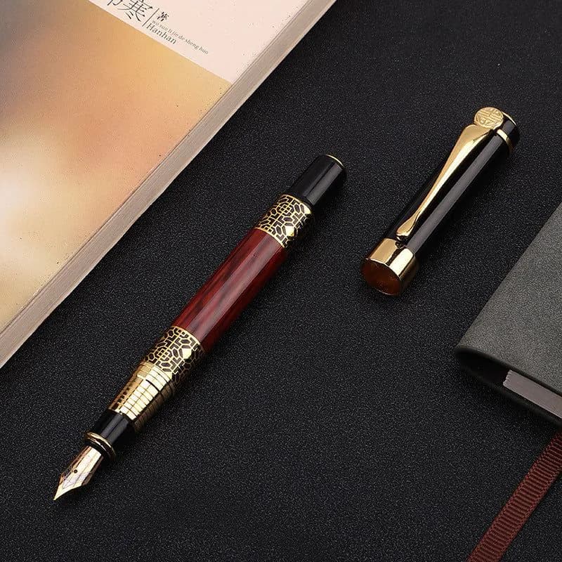 image-ImitationMahogany Metal Wood Grain Fountain Pen