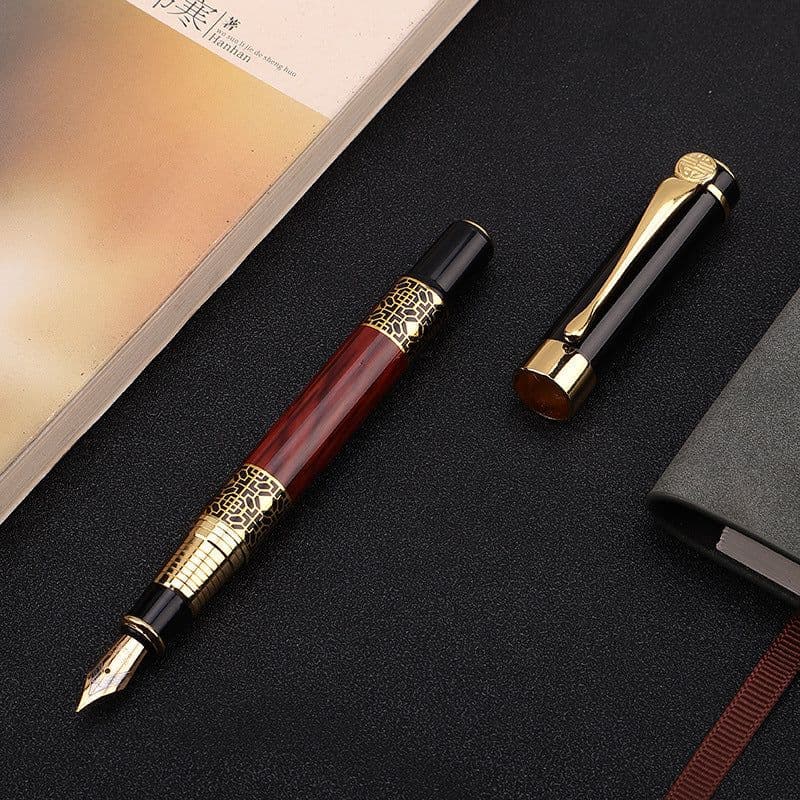 image-ImitationMahogany Metal Wood Grain Fountain Pen