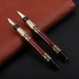 image-ImitationMahogany Metal Wood Grain Fountain Pen