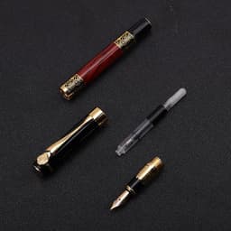 image-ImitationMahogany Metal Wood Grain Fountain Pen