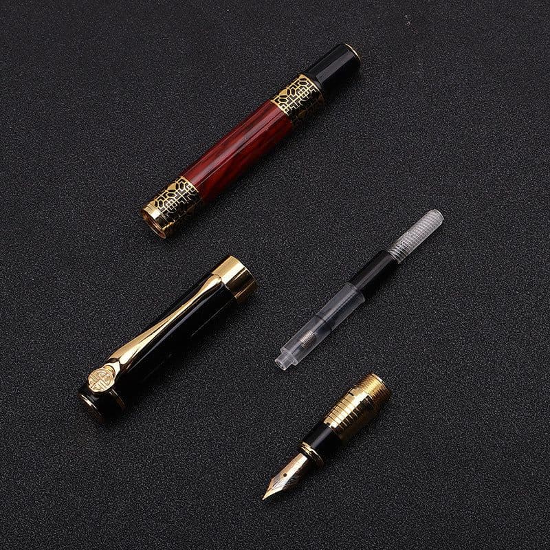 image-ImitationMahogany Metal Wood Grain Fountain Pen