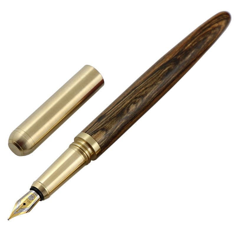image-African Rosewood Vintage Brass Wood Fountain Pen