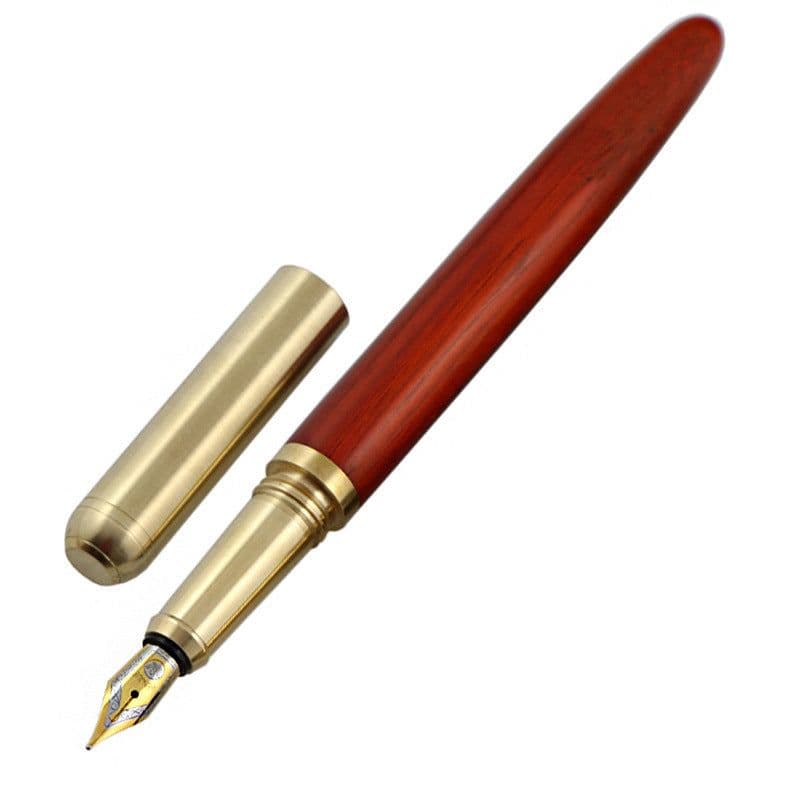 image-African Rosewood Vintage Brass Wood Fountain Pen