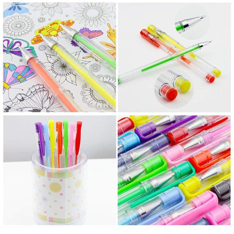 image-Color Gel Pen Watercolor Pen 100 Color Set Highlighter Pen