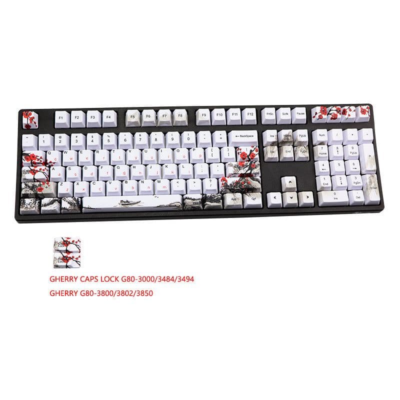 image-PBT Wangjiang Plum Keycap 109 Key OEM Height Korean Japanese