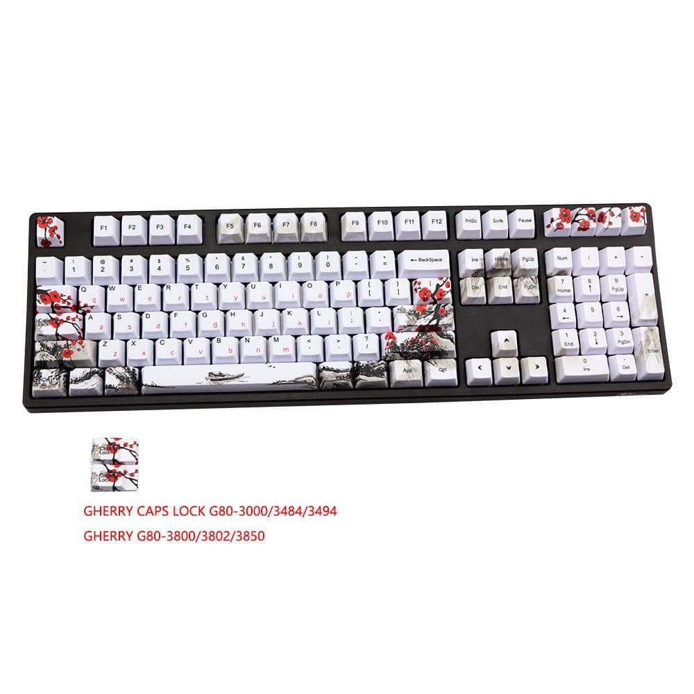 image-PBT Wangjiang Plum Keycap 109 Key OEM Height Korean Japanese