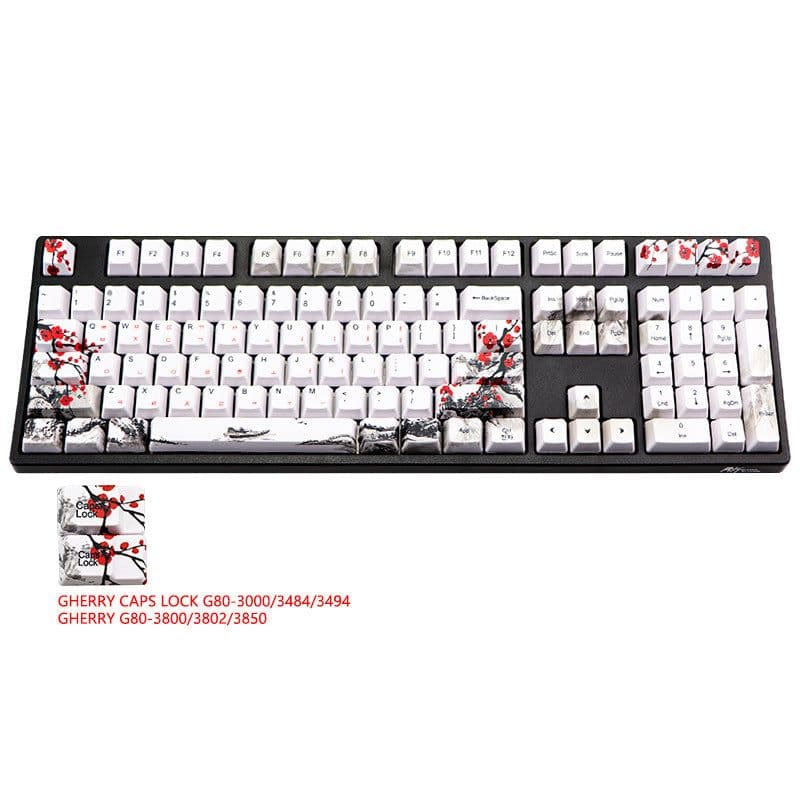 image-PBT Wangjiang Plum Keycap 109 Key OEM Height Korean Japanese