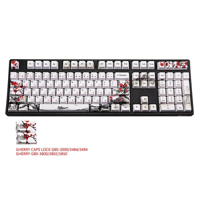 image-PBT Wangjiang Plum Keycap 109 Key OEM Height Korean Japanese
