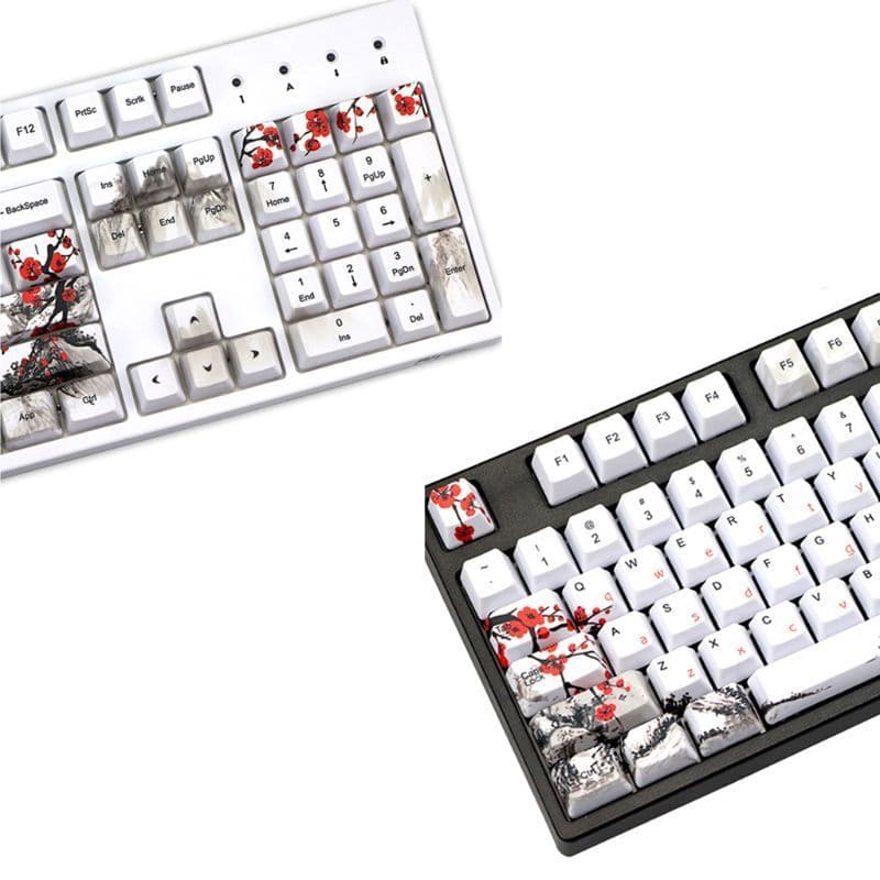 image-PBT Wangjiang Plum Keycap 109 Key OEM Height Korean Japanese
