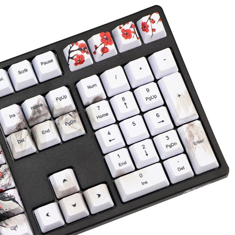 image-PBT Wangjiang Plum Keycap 109 Key OEM Height Korean Japanese