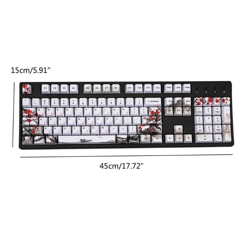 image-PBT Wangjiang Plum Keycap 109 Key OEM Height Korean Japanese