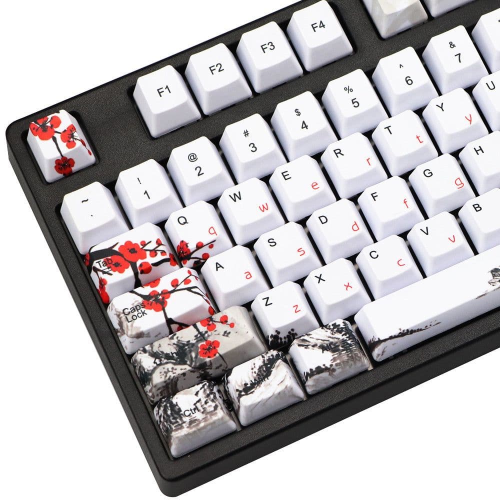 image-PBT Wangjiang Plum Keycap 109 Key OEM Height Korean Japanese