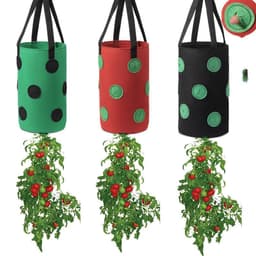 image-Strawberry Grow Bag Nonwoven Fabric Vertical Jardin Garden Hanging Plant Bag Vegetable Potato Planter Bag For Greenhouse