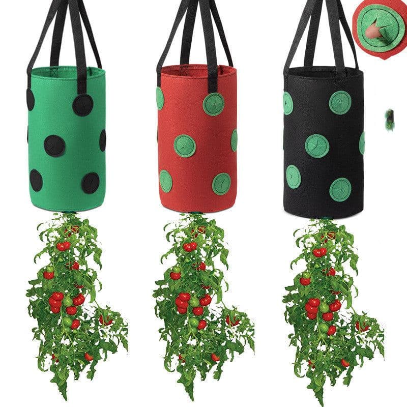 image-Strawberry Grow Bag Nonwoven Fabric Vertical Jardin Garden Hanging Plant Bag Vegetable Potato Planter Bag For Greenhouse