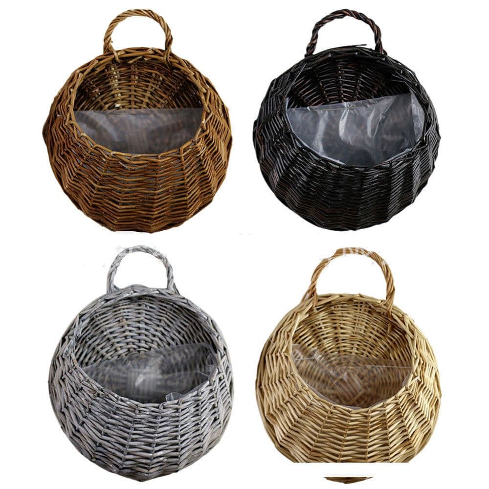 image-Wicker Gardening Garden Wall Decoration Hanging Basket