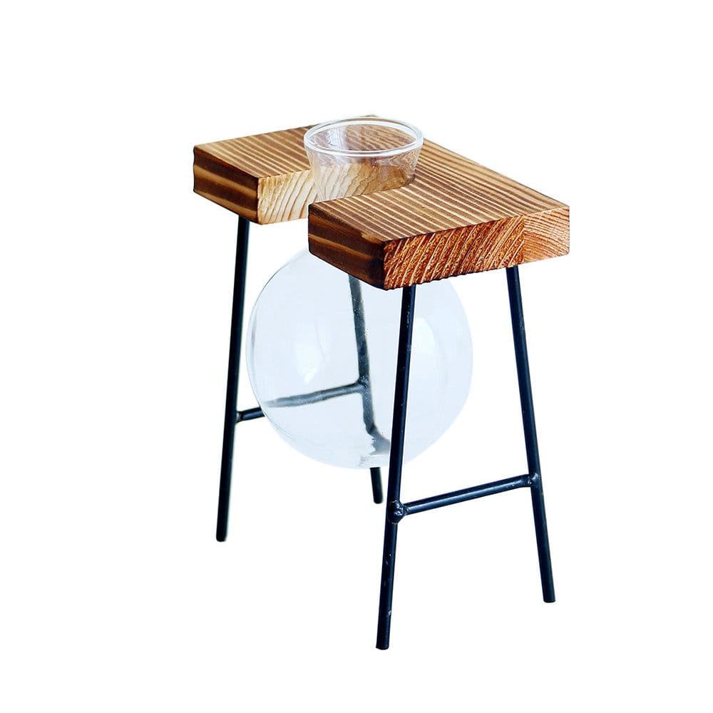 image-Nordic Style Creative Wooden Frame Hydroponic Vase