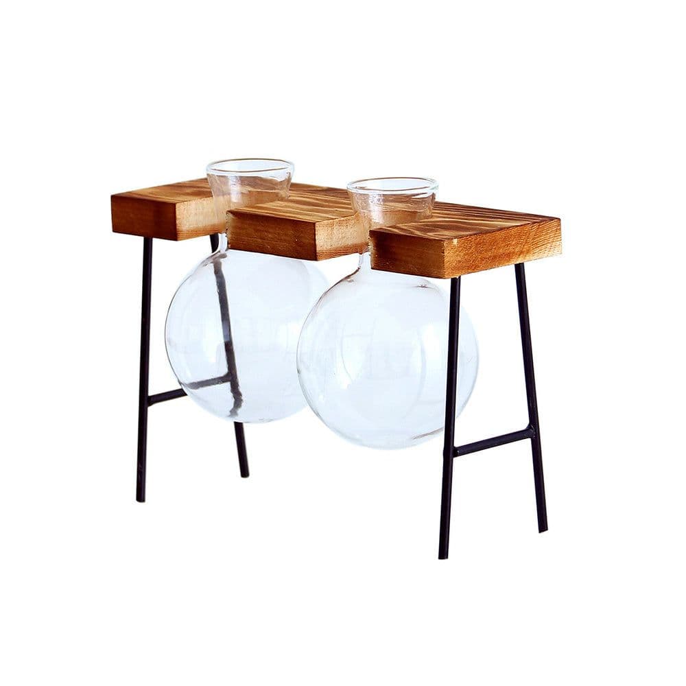 image-Nordic Style Creative Wooden Frame Hydroponic Vase