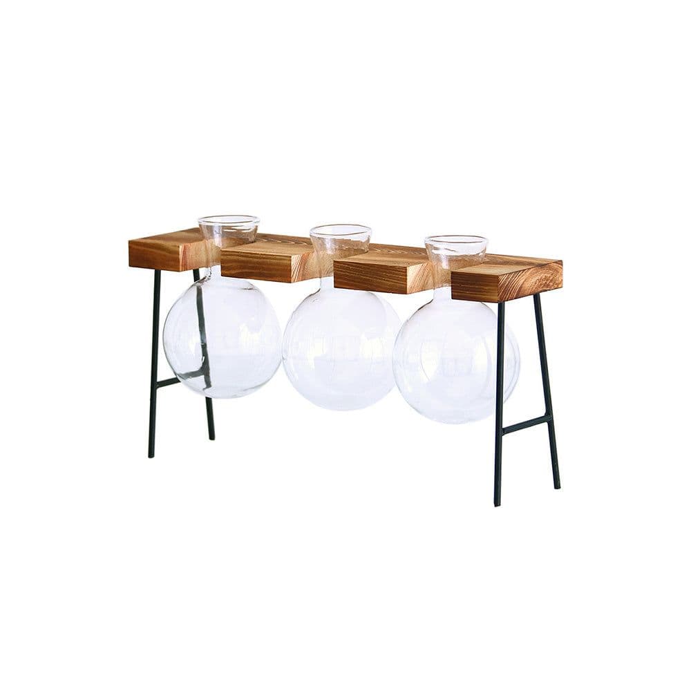 image-Nordic Style Creative Wooden Frame Hydroponic Vase