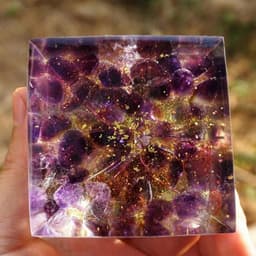 image-Natural Tiger Eye Orgonite Pyramid Healing Crystals Centerpiece Energy Generator Reiki Chakra Multiplier Orgone Amethyst Meditation