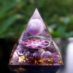 image-Natural Tiger Eye Orgonite Pyramid Healing Crystals Centerpiece Energy Generator Reiki Chakra Multiplier Orgone Amethyst Meditation