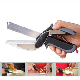 image-Kitchen Gadget Scissors 2-in-1 Functional Smart Chopping Knife Food Scissors Vegetable Scissors A Good Helper In The Kitchen