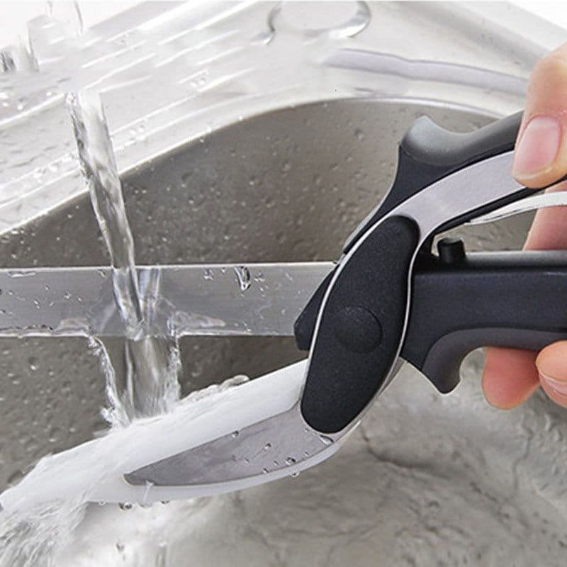image-Kitchen Gadget Scissors 2-in-1 Functional Smart Chopping Knife Food Scissors Vegetable Scissors A Good Helper In The Kitchen