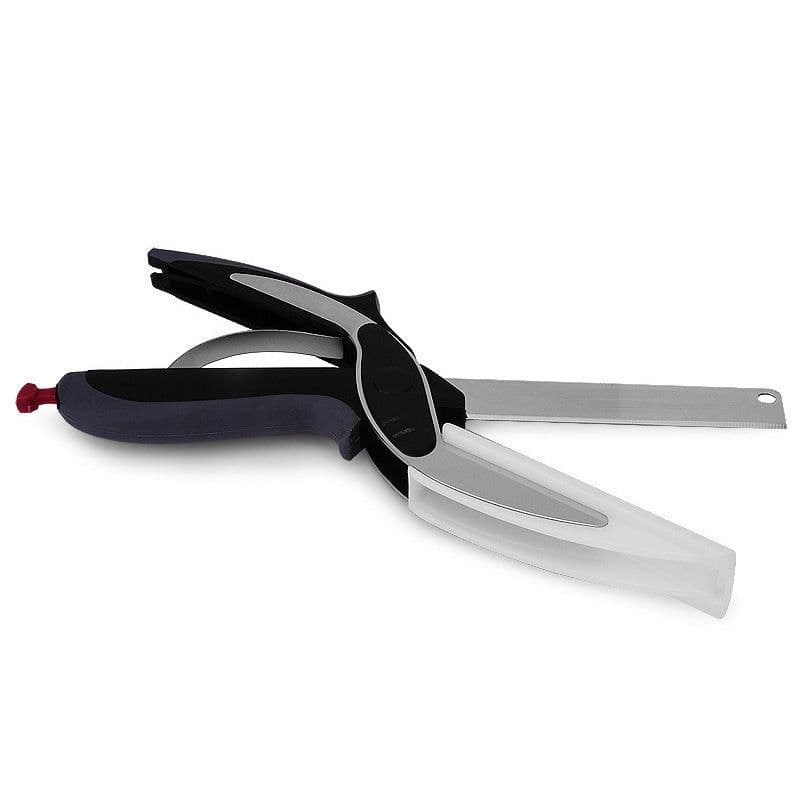 image-Kitchen Gadget Scissors 2-in-1 Functional Smart Chopping Knife Food Scissors Vegetable Scissors A Good Helper In The Kitchen