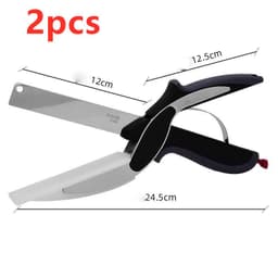 image-Kitchen Gadget Scissors 2-in-1 Functional Smart Chopping Knife Food Scissors Vegetable Scissors A Good Helper In The Kitchen