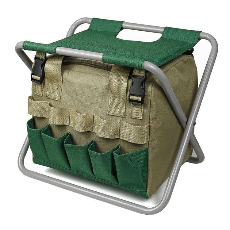 image-Gardening Stool With Tote Bag Chair Garden Tools Set Organizer, Folding Garden Seat Gardening Stool Gardening
