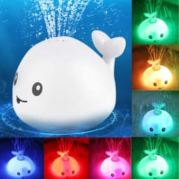 image-Baby Cute Cartoon Whale Floating Spraying Water Bath Toys With Light Music LED Light Baby Toys