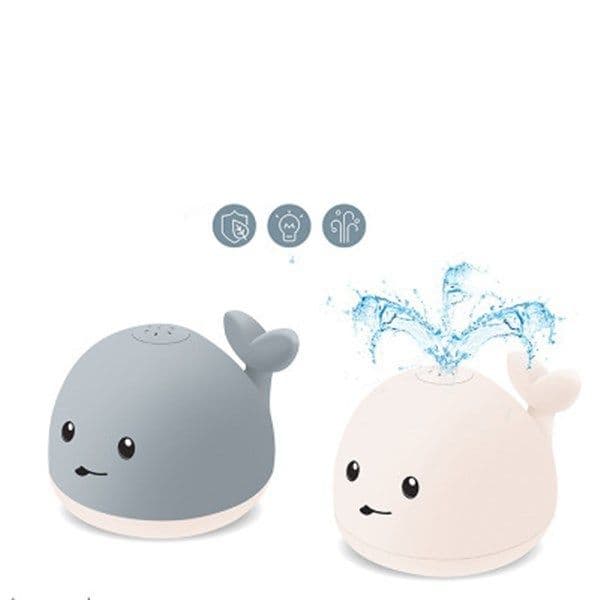 image-Baby Cute Cartoon Whale Floating Spraying Water Bath Toys With Light Music LED Light Baby Toys