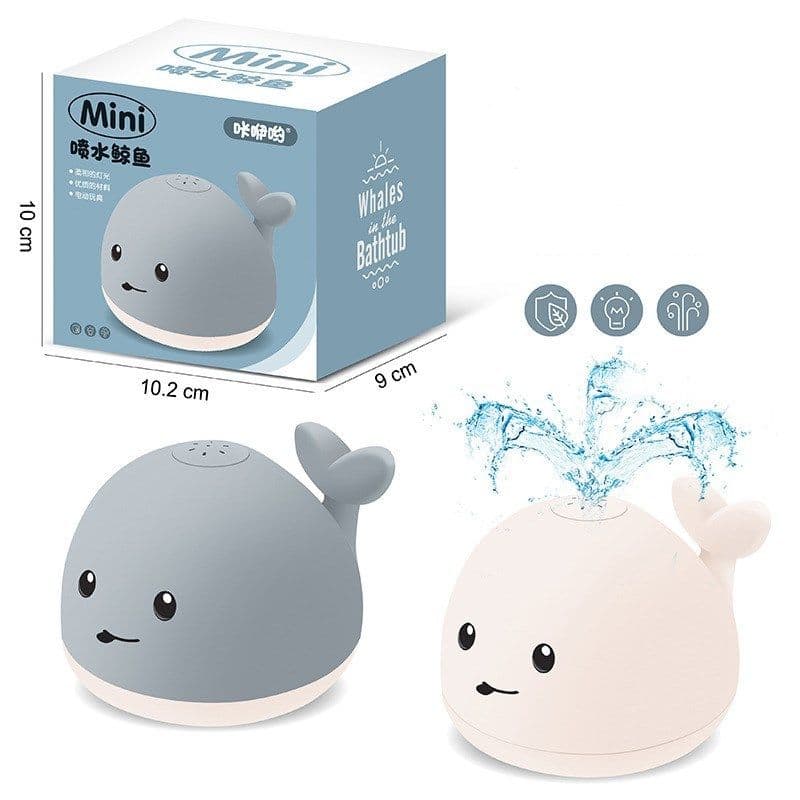 image-Baby Cute Cartoon Whale Floating Spraying Water Bath Toys With Light Music LED Light Baby Toys
