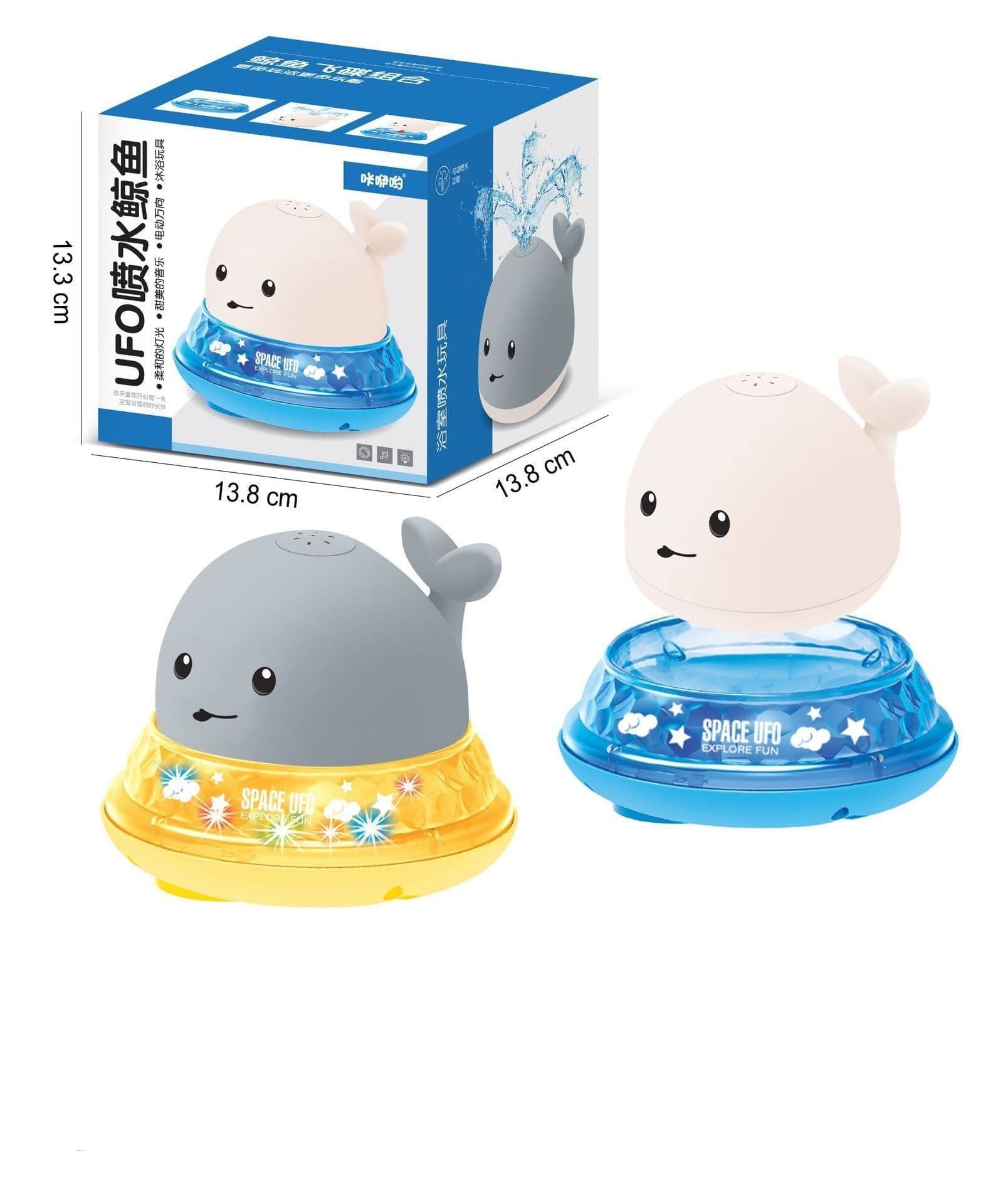 image-Baby Cute Cartoon Whale Floating Spraying Water Bath Toys With Light Music LED Light Baby Toys