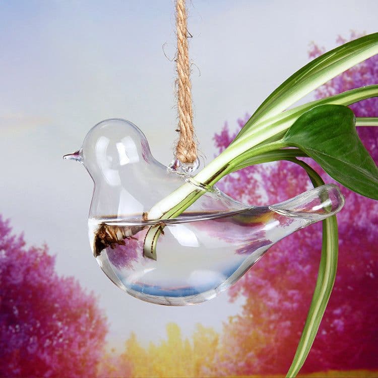 image-Creative Hanging Glass Vase Transparent Hydroponic Glass Bottle