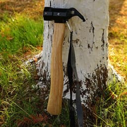 image-Hammer Copper Outdoor Tent With Wooden Handle Anti-slip Rope Brass Camping Hammer for Pulling Tent Nail Peg Survival Tool