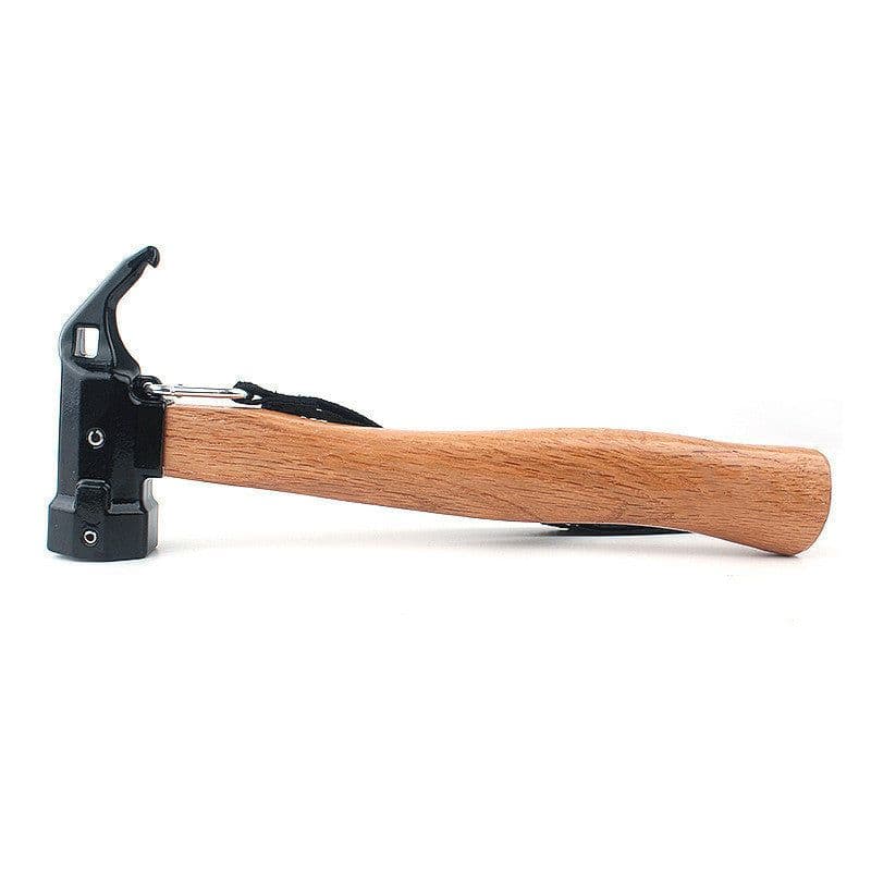 image-Hammer Copper Outdoor Tent With Wooden Handle Anti-slip Rope Brass Camping Hammer for Pulling Tent Nail Peg Survival Tool