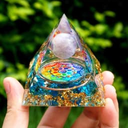 image-Handmade Amethyst Crystal Sphere Orgone Pyramid Copper Blue Quartz EMF Protection Energy Orgonite