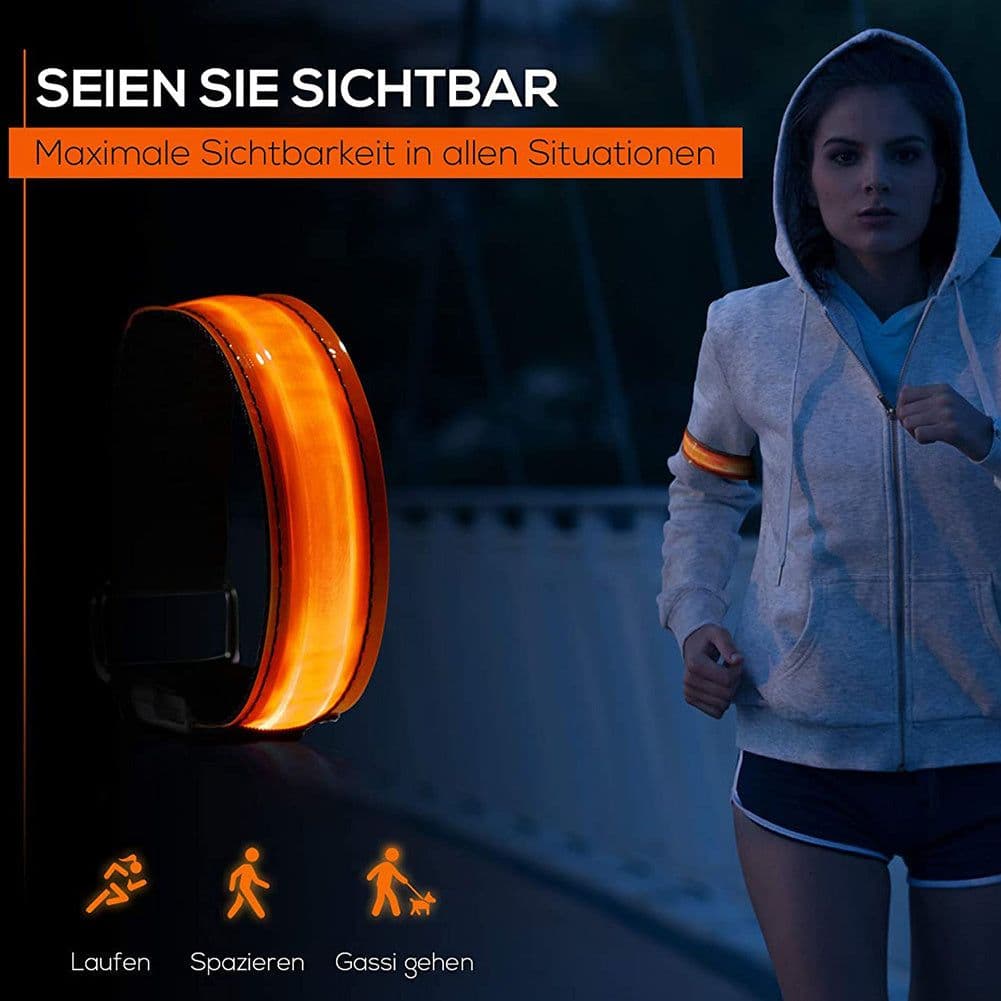 image-USB Charging LED Luminous Night Running Armband Bracelet Night Reflective Safety Belt Outdoor Sports Luminous Arm Band