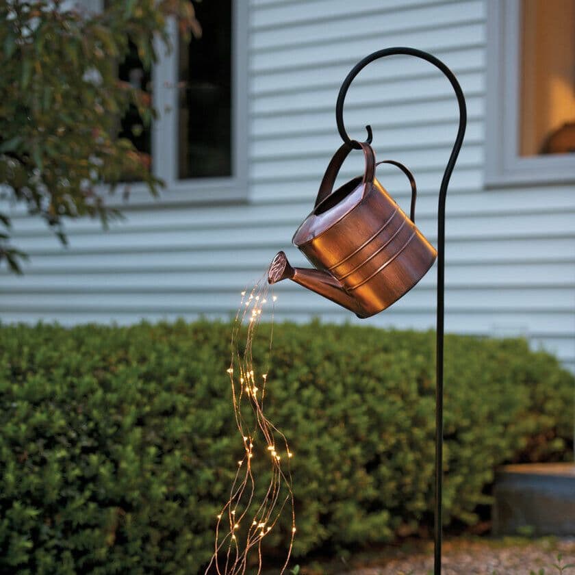 image-Watering Can Fairy Lights Garden Feature Art Watering Can with Lights for Outdoor Indoor Tree Decoration