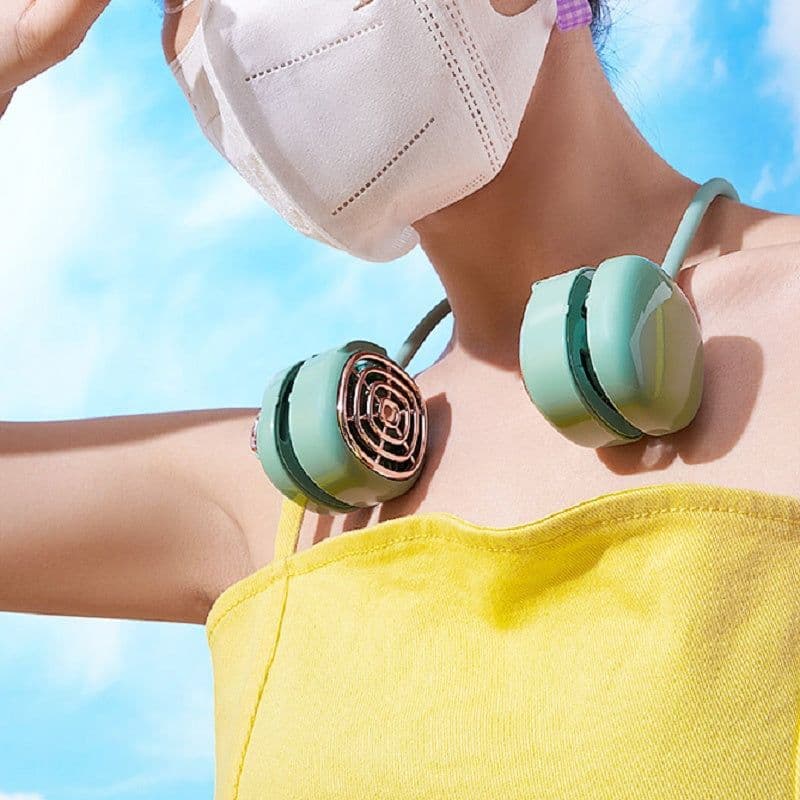 image-Outdoor Travel Sports Eelectric Fan Lazy Portable Hanging Neck Folding Charging Fan
