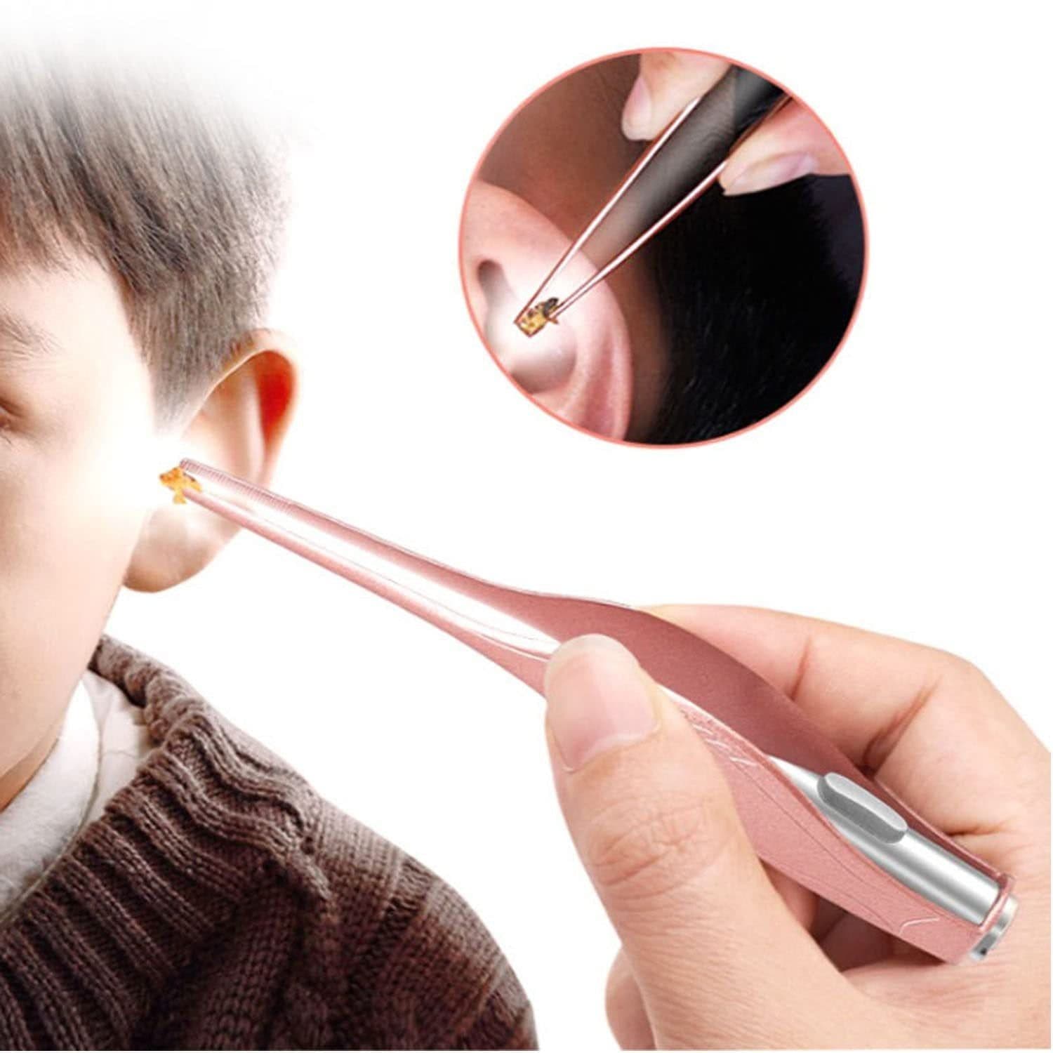 image-Ear Wax Removal Tool With Light Ear Pick Cleaner Kit For Kids And Adults, Earwax Spoon Digger & Tweezers For Ear Health Care Gift Set With Case
