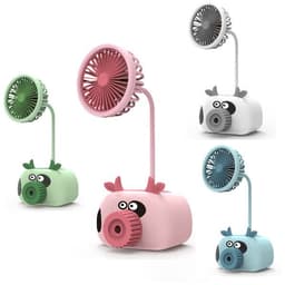 image-Portable Mini Fan Cartoon Piggy Bear USB Powered Table Fan Desktop Fan Cute Desktop Cooling Fan for Home Office Air Cooling Fan