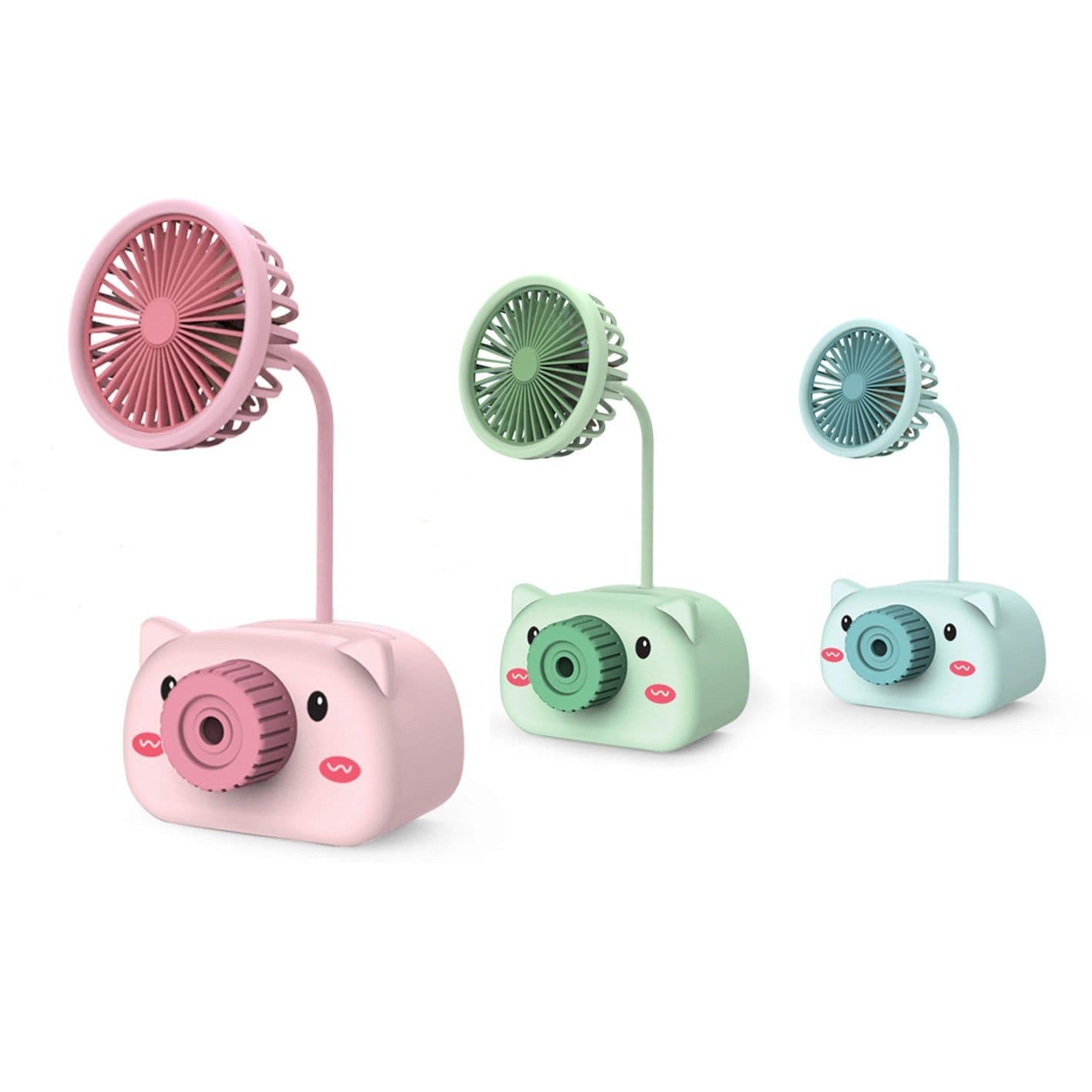 image-Portable Mini Fan Cartoon Piggy Bear USB Powered Table Fan Desktop Fan Cute Desktop Cooling Fan for Home Office Air Cooling Fan