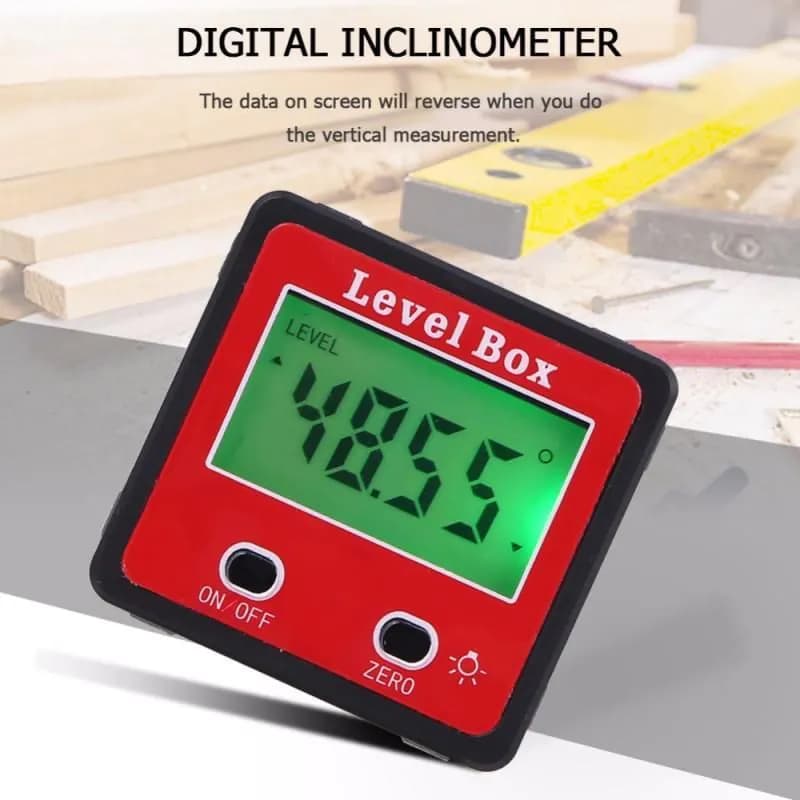 image-Red Precision Digital Double Key Inclinometer Mini Protractor Goniometer