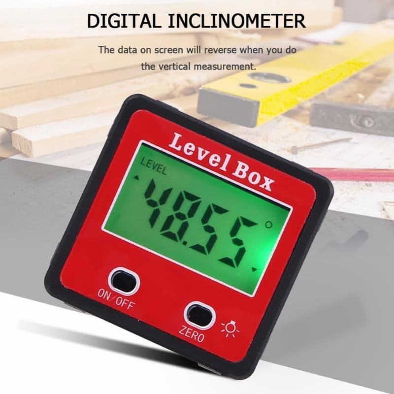 image-Red Precision Digital Double Key Inclinometer Mini Protractor Goniometer