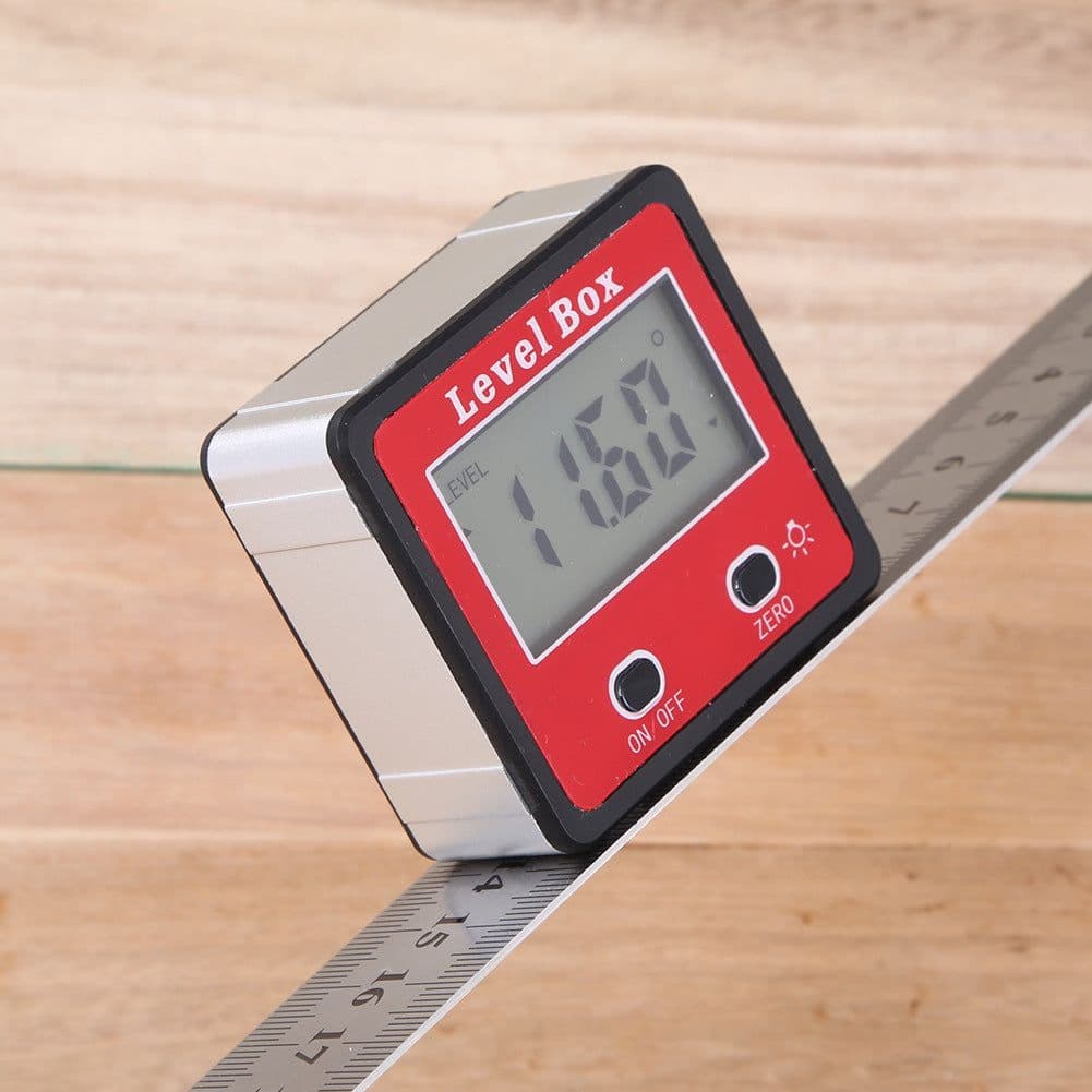 image-Red Precision Digital Double Key Inclinometer Mini Protractor Goniometer